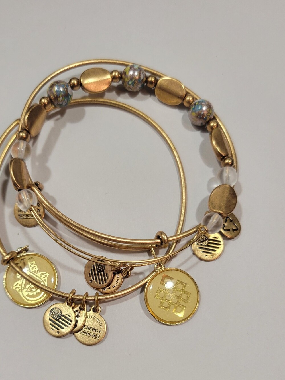 ALEX AND ANI Gold Charm Bangle Bracelet Stack - Set Of 3